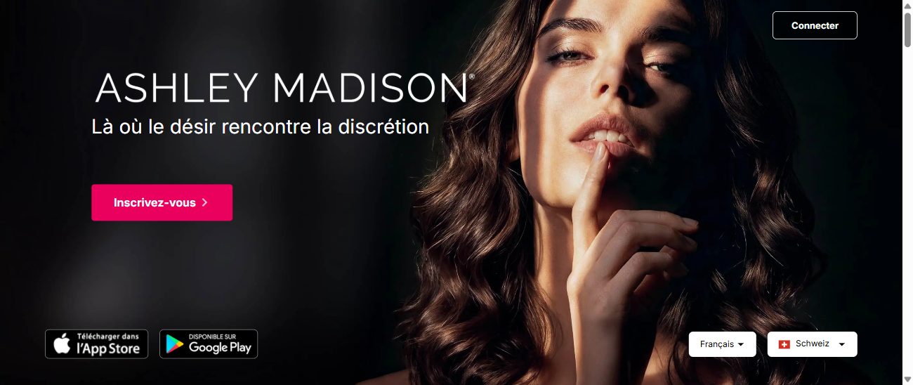 Page d'accueil d'ashleymadison.com pour la Suisse