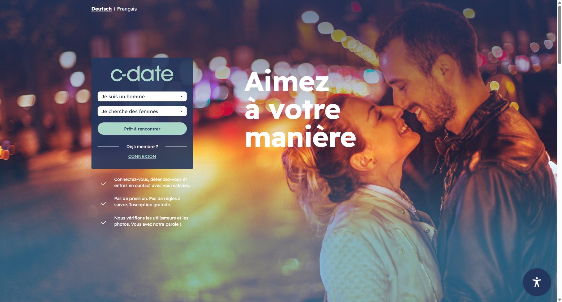 Page d'accueil de C-Date Suisse