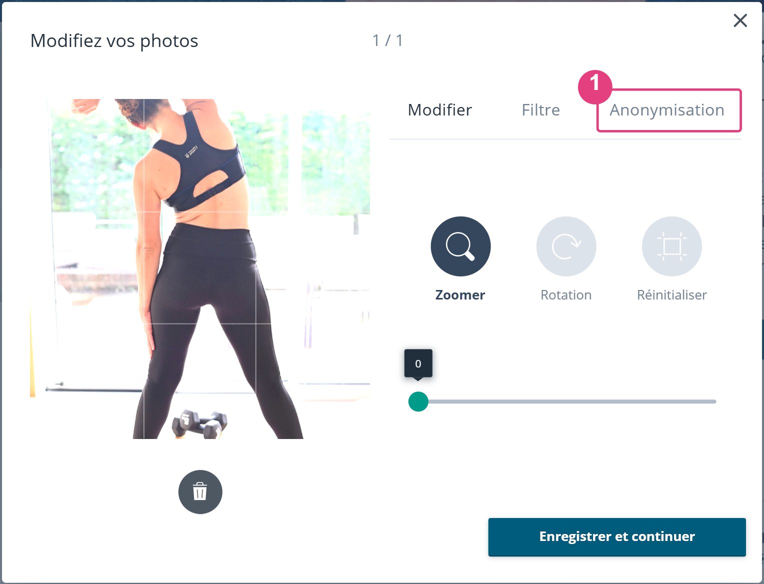 Modifier une photo sur eDarling avec l'onglet d'anonymisation
