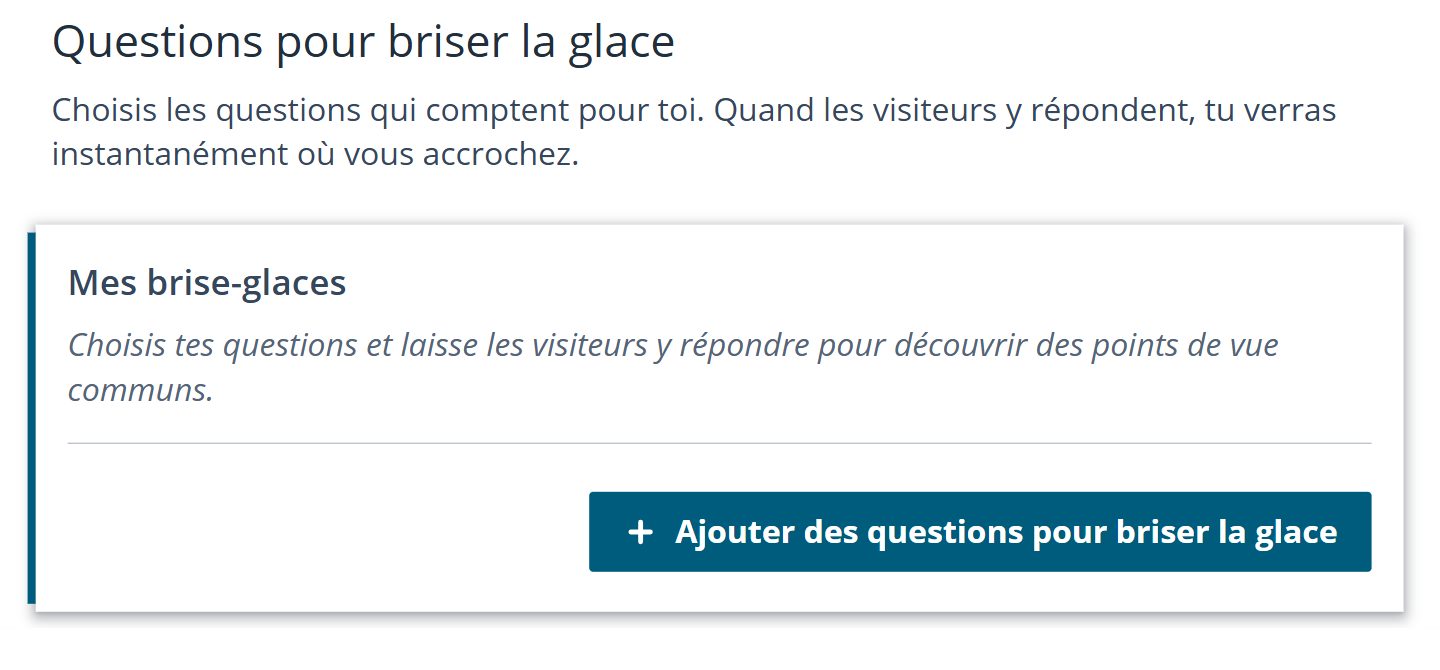 Encart pour briser la glace : les questions flirt sur eDarling