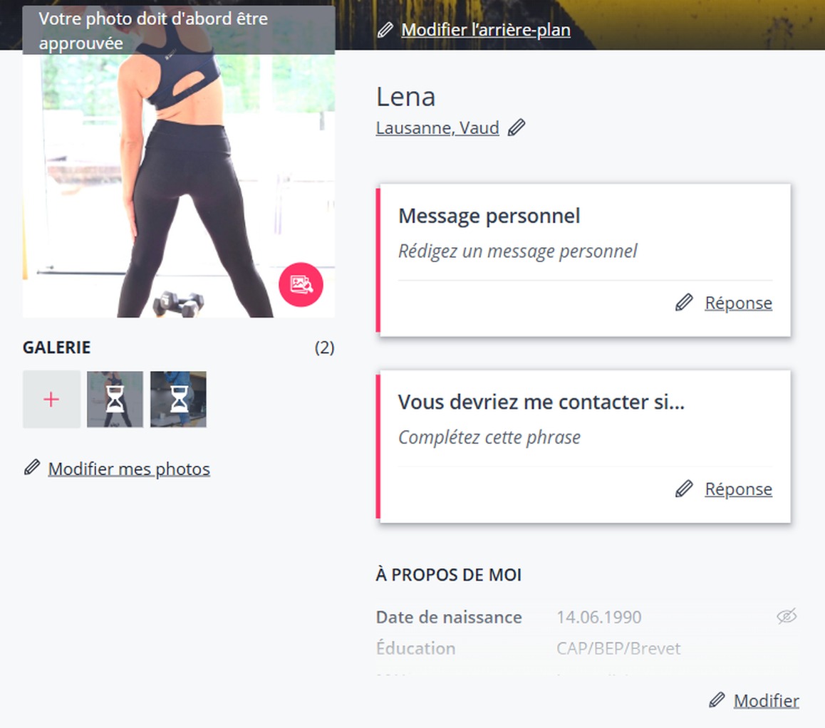 Exemple du profil Be2 de Léna