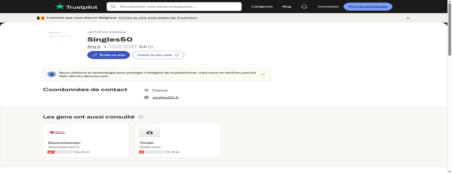 Avis Trustpilot de la version alémanique
